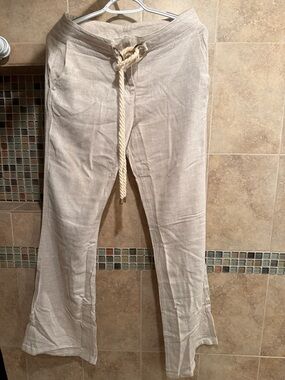 Men's Lightweight Cream Drawstring Chinos